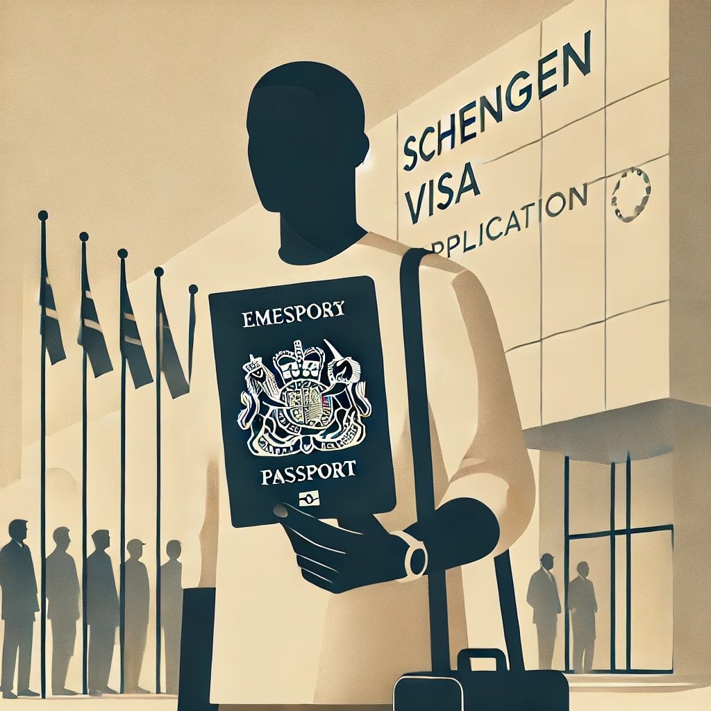 African traveler holding a Schengen visa application form, highlighting visa challenges for African applicants